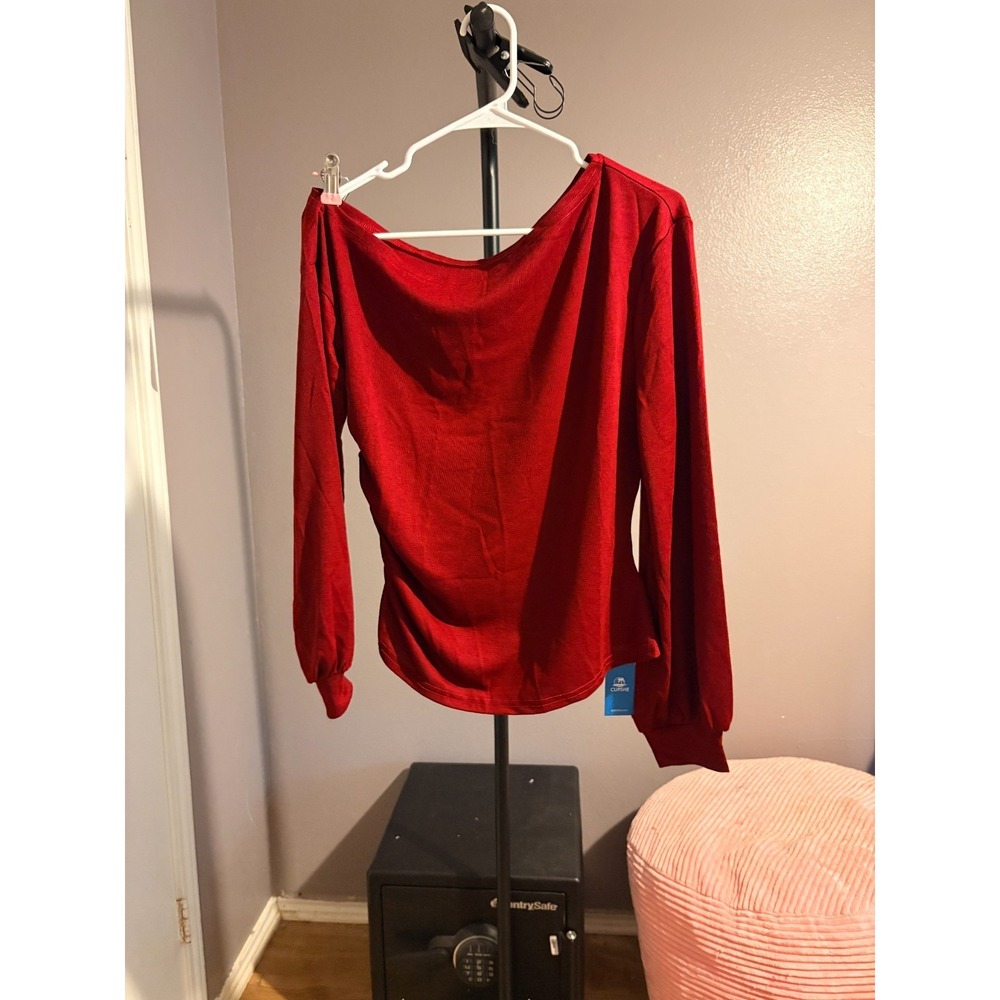 Cupshe Red Off Shoulders Ruched Seam on 1 Side, Sz L